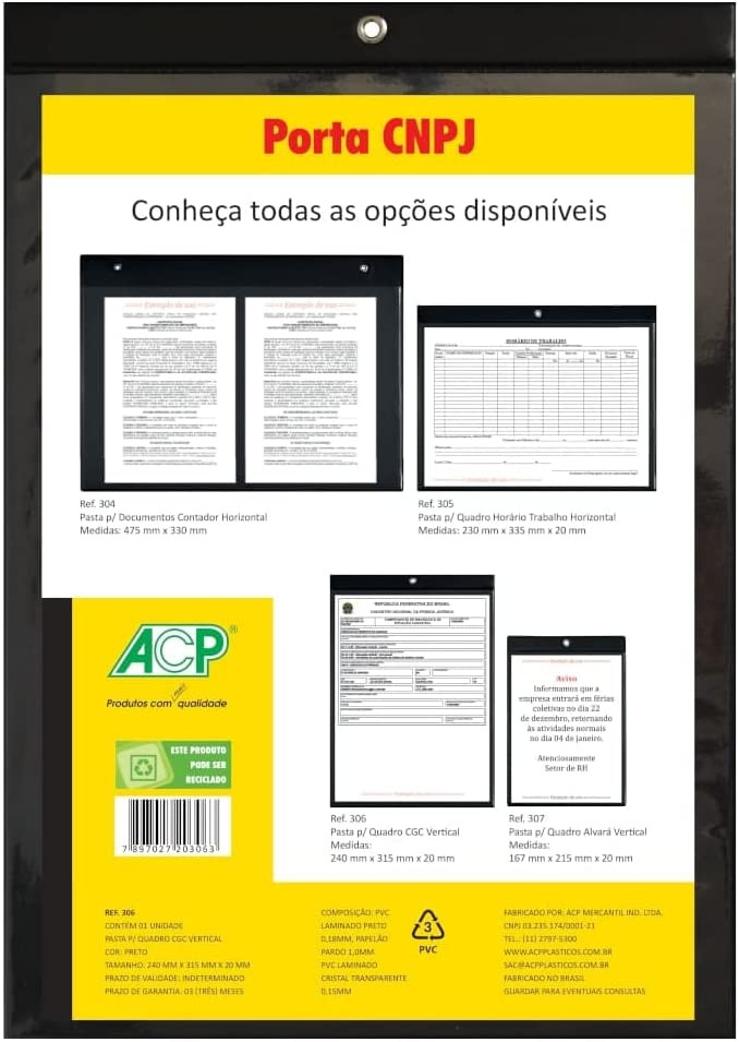 QUADRO DE AVISOS A4 CNPJ VERTI