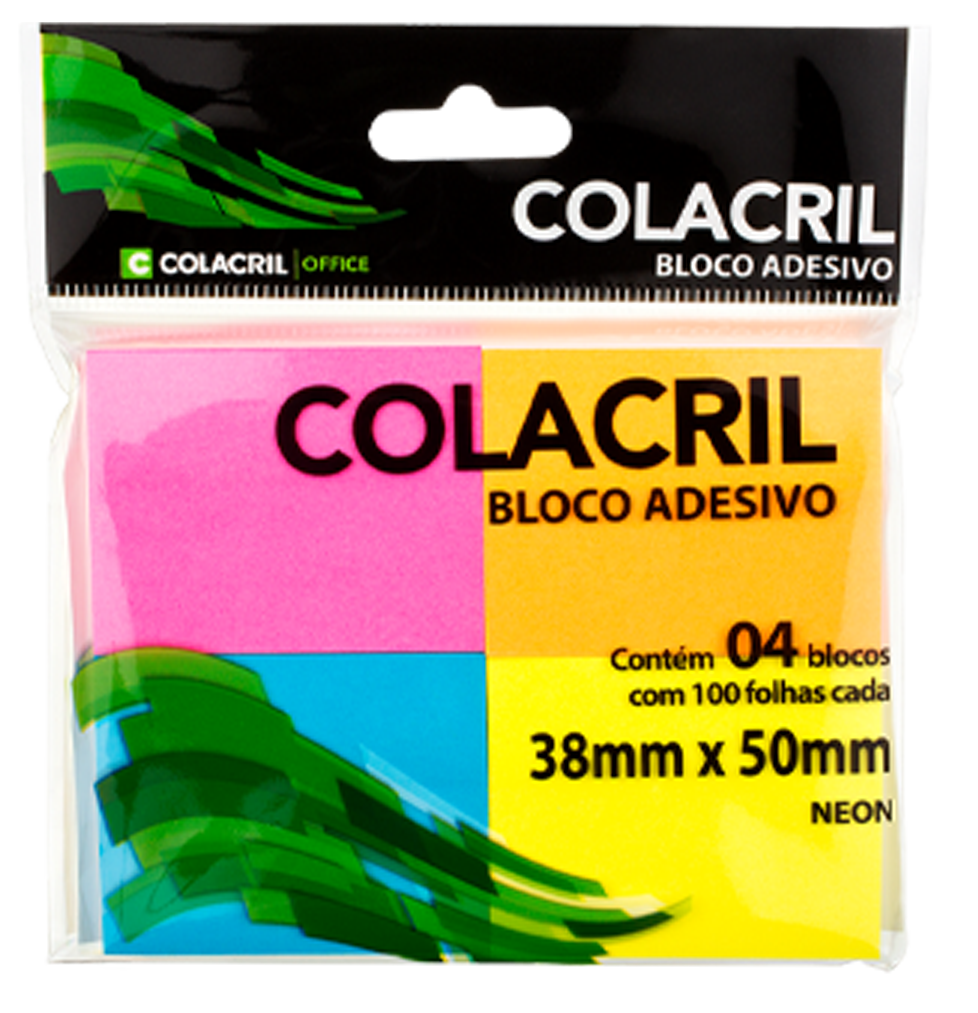 BLOCO ADESIVO 38X50 NEON CORES