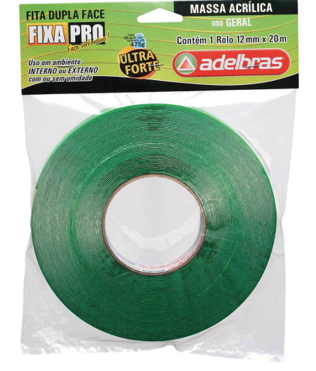 FITA DUPLA FACE VERDE 12MMX20M