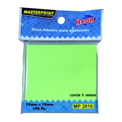 BLOCO ADESIVO 76X76 NEON VERDE
