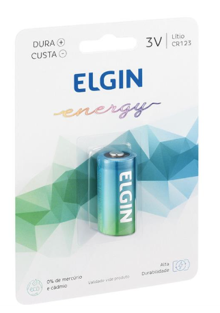 PILHA BOTAO CR123 3V ELGIN C/0
