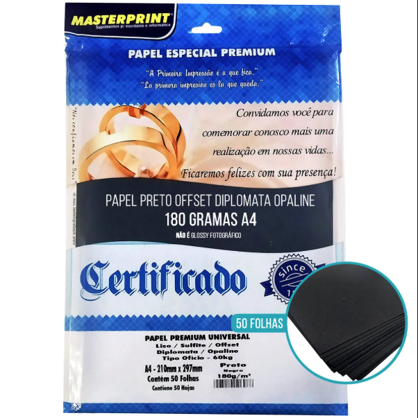 PAPEL A4 180GR VERGE (PRETO) 5